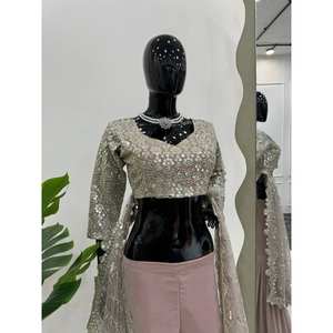 Hermosa Sharara para mujer-Conjunto de blusa y Dupatta para ropa de fiesta - Product Image 2