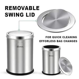 Cubo de basura de acero inoxidable con tapa abatible y tapa extraíble para el hogar, cocina, baño, oficina, 10x14 pulgadas - 18 litros - Product Image 3