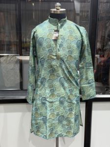 <b>Men's</b> Traditional <b>Kurta</b> with Spiral Print Regular Fit Casual Wear India Pakistan Style All Seasons Woven Fabric Party - Product Image 2
