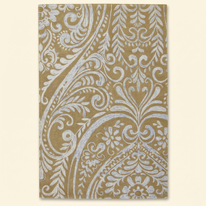 DECORDEC Tapis à poils épais en laine tuftée à la main, motif floral doré beige ivoire, écologique, antidérapant, grand tapis décoratif à motifs enroulés pour - Product Image 1