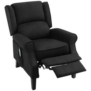 Poltrona Reclinabile Elettrica in Pelle Nera con Massaggio, Vibrazione e Calore, Schienale Estensibile, Design Moderno Wingback - Product Image 3