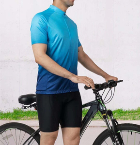 Men's Blue Gradient <b>Cycling</b> Jersey Short Sleeve <b>Stand</b> Collar Moisture Wicking Breathable Quick Dry Fitted Summer Sport Shirt - Product Image 3