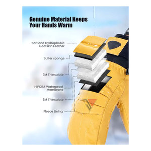Gants d'hiver en cuir de chèvre pour homme, haute qualité, imperméables, tactiles, thermiques, anti-UV, pour la randonnée, le ski et la neige - Product Image 3