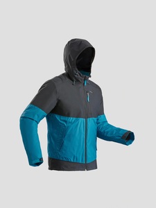 Veste matelassée à capuche pour homme, color-block, imperméable, fermeture éclair sur le devant, style sportif, vêtement d'hiver, coupe classique, extérieur en polyester - Product Image 1