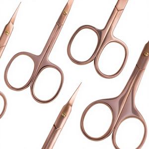 Ciseaux à cuticules en titane plasma or rose, en acier inoxydable, courbés, à pointe affûtée, outil de beauté - Product Image 1