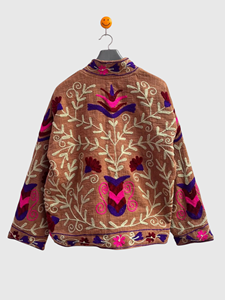 Chaqueta de Mujer para Otoño, Talla Grande, con Cuello Mao, Manga Larga, Bordado Floral a Mano en Algodón - Product Image 2