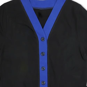 Ajoutez des logos personnalisés, cardigans noirs et bleus à col en V, pulls en molleton à manches longues avec boutons sur le devant, à porter toute l'année. - Product Image 2