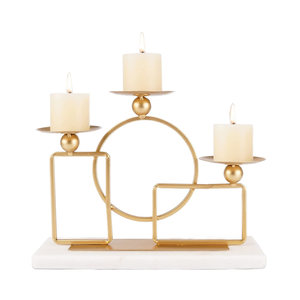 Portavelas con Base de Mármol, Elegante Candelabro de Metal para Centros de Mesa, Chimenea, Aniversarios, Decoración del Hogar - Product Image 1