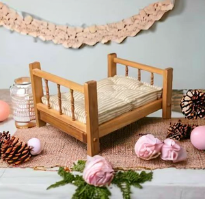 Lit de repos moderne en bois massif, écologique et durable, avec revêtement en coton, confortable, taille standard, pour bébés et enfants, idéal pour la photographie, la chambre et l'extérieur - Product Image 2