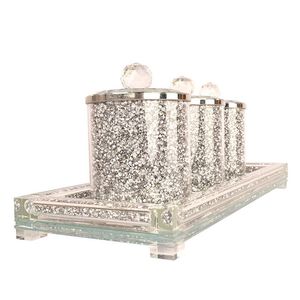 Ambrose squisito vetro diamante schiacciato tè e caffè contenitori con vassoio Premium accessorio in confezione regalo - Product Image 5