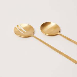 Ensemble d'ustensiles de service en métal doré faits à la main, ustensiles pour salade, ustensiles de cuisine, idées de cadeaux de mariage à prix abordable - Product Image 2
