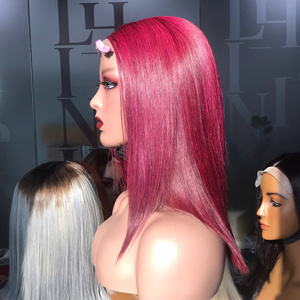 Perruque couleur vin rouge avec closure, cheveux humains vierges vietnamiens super double drawn, qualité premium, livraison rapide, qualité de luxe - Product Image 4