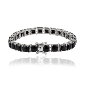 Bracelet tennis en argent sterling 925, onyx noir 100 % authentique, best-seller, pour accessoires féminins - Product Image 3