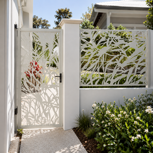 Panel de Cerca Decorativo Moderno para Jardín, con Diseño de Ramas Cortadas con Láser, en Metal Blanco, para Entrada de Casa o Villa, Uso de Seguridad - Product Image 2