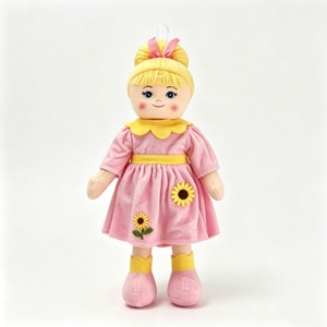 customized Mini Hanging Blonde Bun Rag <b>Doll</b>, Soft Fabric Girl Plush Ornament,Pink Sunflower Embroidered Dress Cloth <b>Doll</b> Pendant - Product Image 1