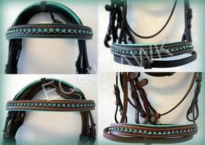 Brida de caballo con acento de cristal Aguamarina de lujo al por mayor banda para cejas de cuero de primera calidad y banda para la nariz Proveedores superiores - Product Image 4