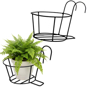 Heavy Duty Metal Hanging <b>Plant</b> Pot Holder Iron Balcony Railing Planter <b>Basket</b> Outdoor Indoor Flower Pot Stand Garden Decor - Product Image 1