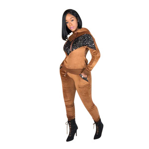 Women Velour Tracksuit Soft Velvet Two Piece <b>Set</b> Comfortable Casual Jogging Suit Zip Up Hoodie And Pants - Product Image 4