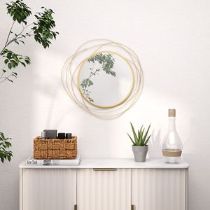 Specchio Decorativo da Parete in Metallo Dorato Stile Tradizionale 65 cm, Decorazione Moderna Circolare per Soggiorno, Camera da Letto, Sala da Pranzo, Uso Domestico - Product Image 2