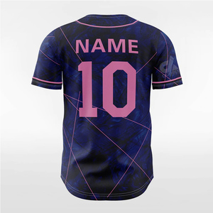 2025 Custom Navy Blue Marble Baseball Jersey <b>Pink</b> Accent Button-Up Team Uniform Personalized Name Number Pro Style Wholesale - Product Image 3