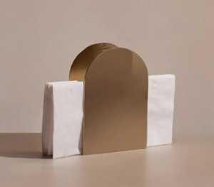 Golden Metal Arch Napkin Holder Minimalist Decorative Handcrafted Eco‑Friendly Modern Dining <b>Table</b> Organizer Elegant Home - Product Image 1
