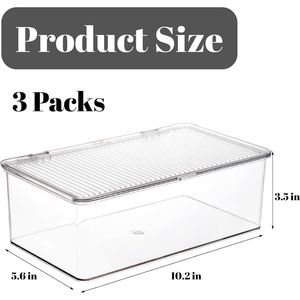 Set di 3 Contenitori Impilabili con Coperchio a Cerniera, Scatole Organizzative in Acrilico Trasparente per Cosmetici e Casa - Product Image 2