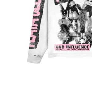 Oversized Crop <b>Long</b> <b>Sleeve</b> <b>T</b>-<b>Shirt</b> With Bunny Print Streetwear Style O-Neck Jersey Fabric Men's <b>White</b> Cotton Top - Product Image 2