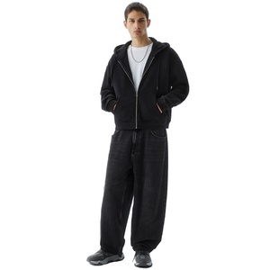 Sudadera con capucha de algodón grueso para hombre, chaqueta de invierno con forro polar, ropa informal, sudadera deportiva con cremallera completa, proveedor de fábrica OEM ODM personalizado, exportación - Product Image 3
