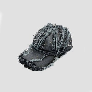 Distressed Denim Baseball Cap Unisex Adjustable Snapback 6-Panel Punk Style Casual Wear - Product Image 4