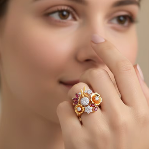 Bague Statement Bouquet Exquis, Collection Jardin, Orné de Pierres, Style Romantique - Product Image 6