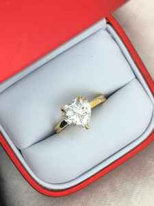 Customizable 14K 18K gold Set Simple <b>Love</b> Women's Wedding Heart Ring labgrown diamond Engagement Anniversary - Product Image 4