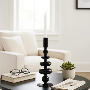 Support de bougie élégant en métal noir de qualité supérieure, à une seule branche, pour bougie conique, idéal pour la maison, les restaurants, les hôtels et les événements, à prix avantageux. - Product Image 6