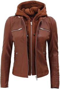 Customized Wholesale Genuine Leather High Quality Real Lambskin Women Leather Jacket with Hood <b>Top</b> Quality Product - Product Image 5