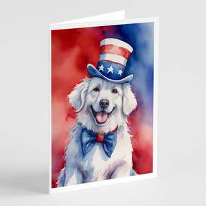 Kuvasz Patriotic American Whimsical A7 Size <b>5x7</b> Blank Note Cards Pack of 8 with <b>Envelopes</b> for Greetings - Product Image 1