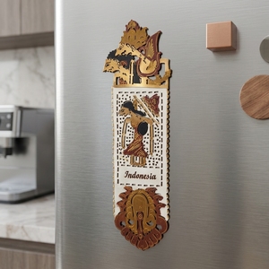 Handcrafted Indonesian Wayang Kulit Leather Fridge Magnet Traditional Cultural Souvenir Refrigerator Accent Kitchen Home Decor - Product Image 5