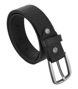 Cinturón de Cuero Genuino con Grabado de Cocodrilo Personalizado, Patrón de Cocodrilo Negro, Hebilla Personalizada, Marca Privada, Fabricante OEM, Venta al Por Mayor, Lujo - Product Image 1