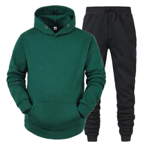 Conjunto Deportivo Unisex con Capucha, Sudadera Beige, Pantalones Negros, Color Sólido, Algodón, Ropa Casual de Otoño, Cierre con Cordón de Ajuste - Product Image 4