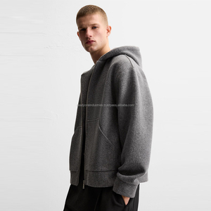 Sweat à capuche personnalisé pour hommes sérigraphie personnalisée logo haute qualité coton lourd français éponge sweat à capuche zippé et lavé à l'acide - Product Image 1