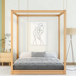 Letto a baldacchino matrimoniale in legno naturale con gambe di supporto - Product Image 3