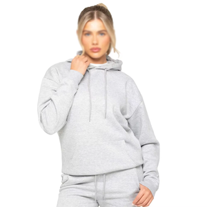Sudadera con Capucha para Mujer, Estilo Casual, Holgada, Personalizada, Color Gris Jaspeado, Talla Grande, 100% Algodón Premium, Ropa Urbana - Product Image 4