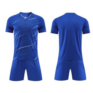 Uniforme de Fútbol Personalizado de Moda, Conjunto de Camiseta de Entrenamiento Azul, Transpirable y de Secado Rápido, con Pantalones Cortos para Uso en Equipo y Partidos - Product Image 1