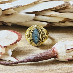 Bulk Order Available Brass <b>Ring</b> <b>Labradorite</b> Gold Plated Vintage <b>Ring</b> Tribal Style Spiral Design Wholesale Statement Women <b>Ring</b> - Product Image 1