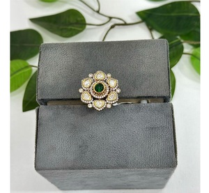 Elegant Premium Quality Gold Plated Brass <b>Adjustable</b> Moissanite Trendy <b>Ring</b> for Women's Wedding & Party Wear Collection - Product Image 2