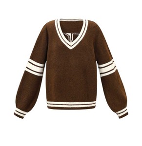 Suéter Varsity de Encaje Transpirable con Cuello Redondo y Ribete en Contraste para Mujer, Venta al Por Mayor para Boutiques de Moda - Product Image 4