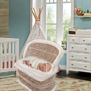 Cuna de Bambú Ecológica con Lino de Algodón, Diseño Tradicional para Bebés y Niños, Sofá Mecedor Cómodo, Artesanía - Product Image 2