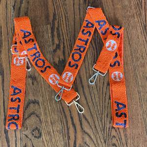 Orange and White beaded <b>Strap</b> Gameday Bag, Glitter Sequin Crossbody <b>Strap</b> for Stadium Events, Sparkly Adjustable Bag <b>Strap</b> - Product Image 1