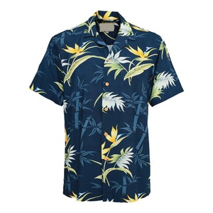 Custom Men <strong>100</strong>% <strong>Cotton</strong> Casual Floral Printed Aloha Short Sleeve Summer Tropical Vintage Hawaii Beach <strong>Wear</strong> Casual Hawaiian Shirts - Product Image 1