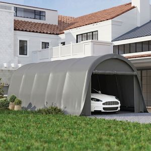 Abri de voiture robuste 12 x 23,6 gris foncé UPF50+ – Tente de garage portable avec structure galvanisée et grande porte - Product Image 2