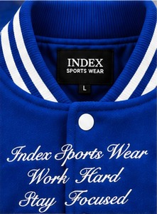 Chaqueta Varsity para Hombre, Color Azul y Blanco, Logotipo Bordado, Cuello Camisero, Estilo Preppy, Ropa de Otoño - Product Image 5