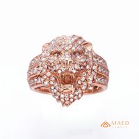 Bague de luxe pour homme en or rose avec moissanite sertie clos, motif tête de tigre, style hip-hop, pour mariage ou fiançailles